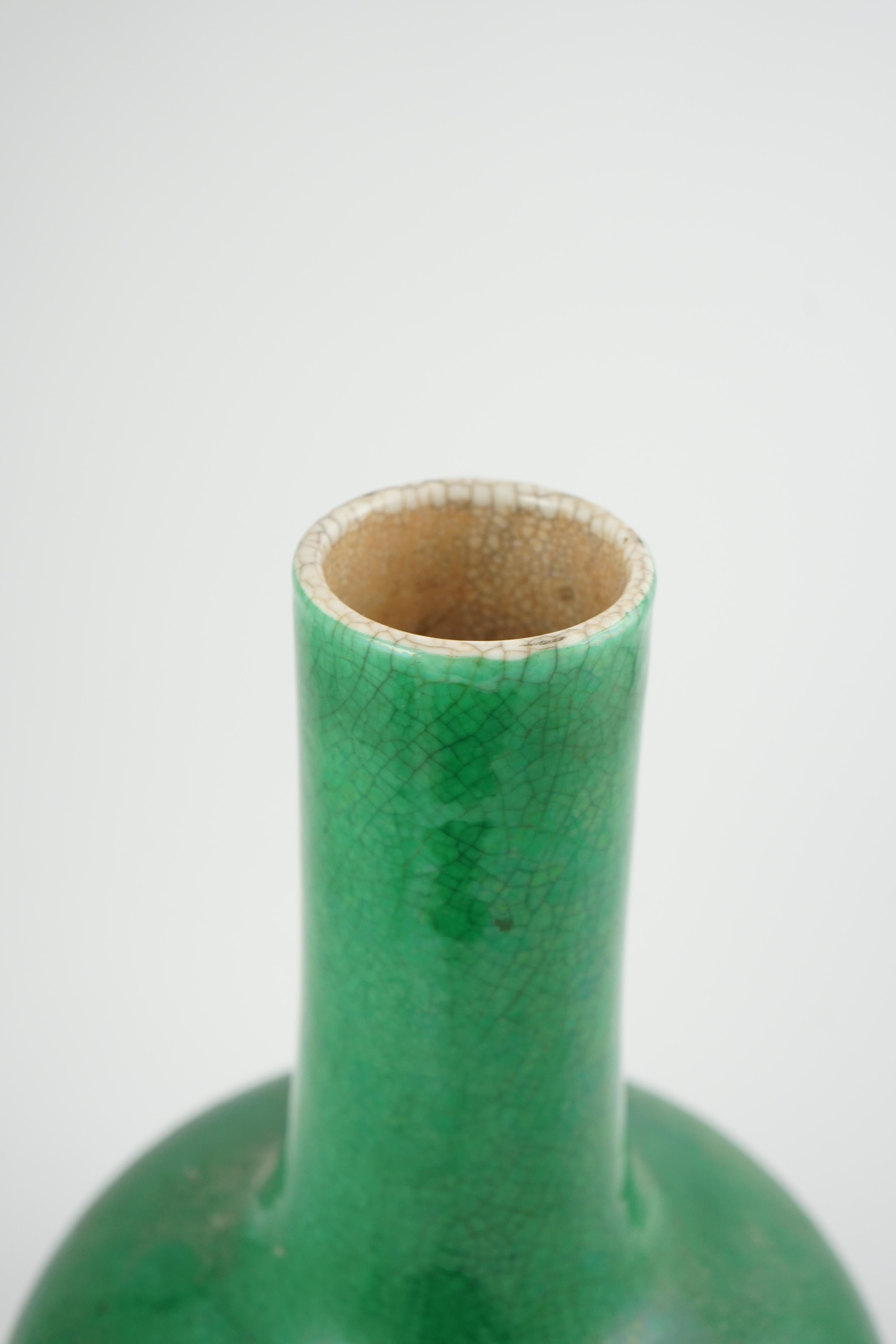 A Chinese green crackle glazed bottle vase, 19th century